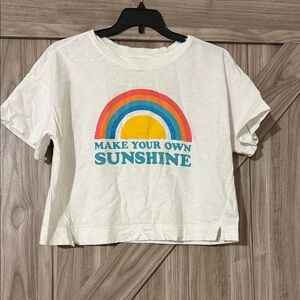 Old Navy Cream Tee with Colorful Rainbow